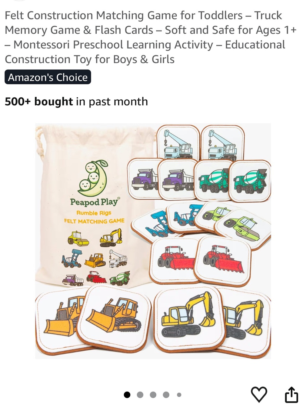 Felt Construction Matching Game for Toddlers 
Truck Memory Game & Flash Cards